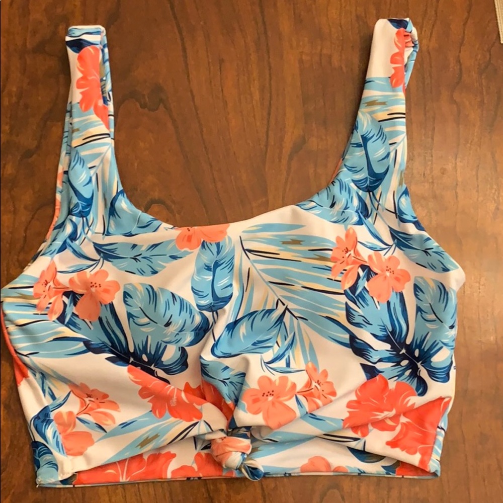 Tropical print bikini top